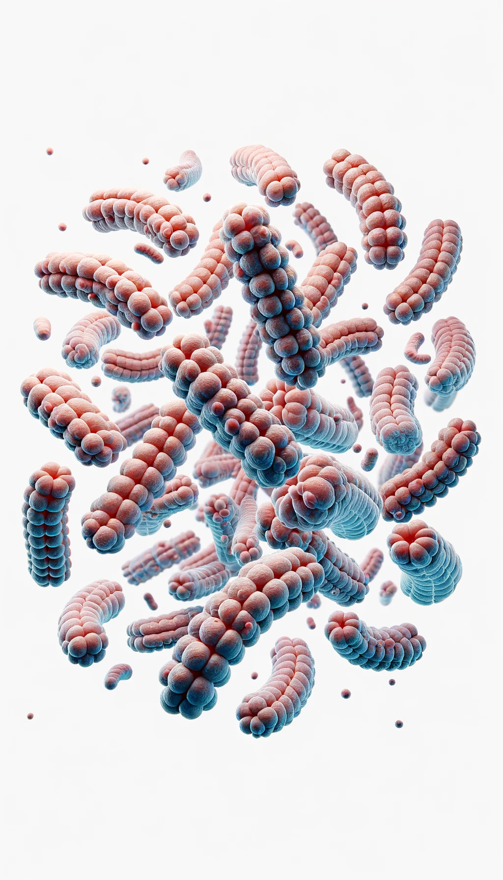 batteri intestinali anatomici fluttuano in aria, iperrealistico 4k, isolato su sfondo bianco emoji