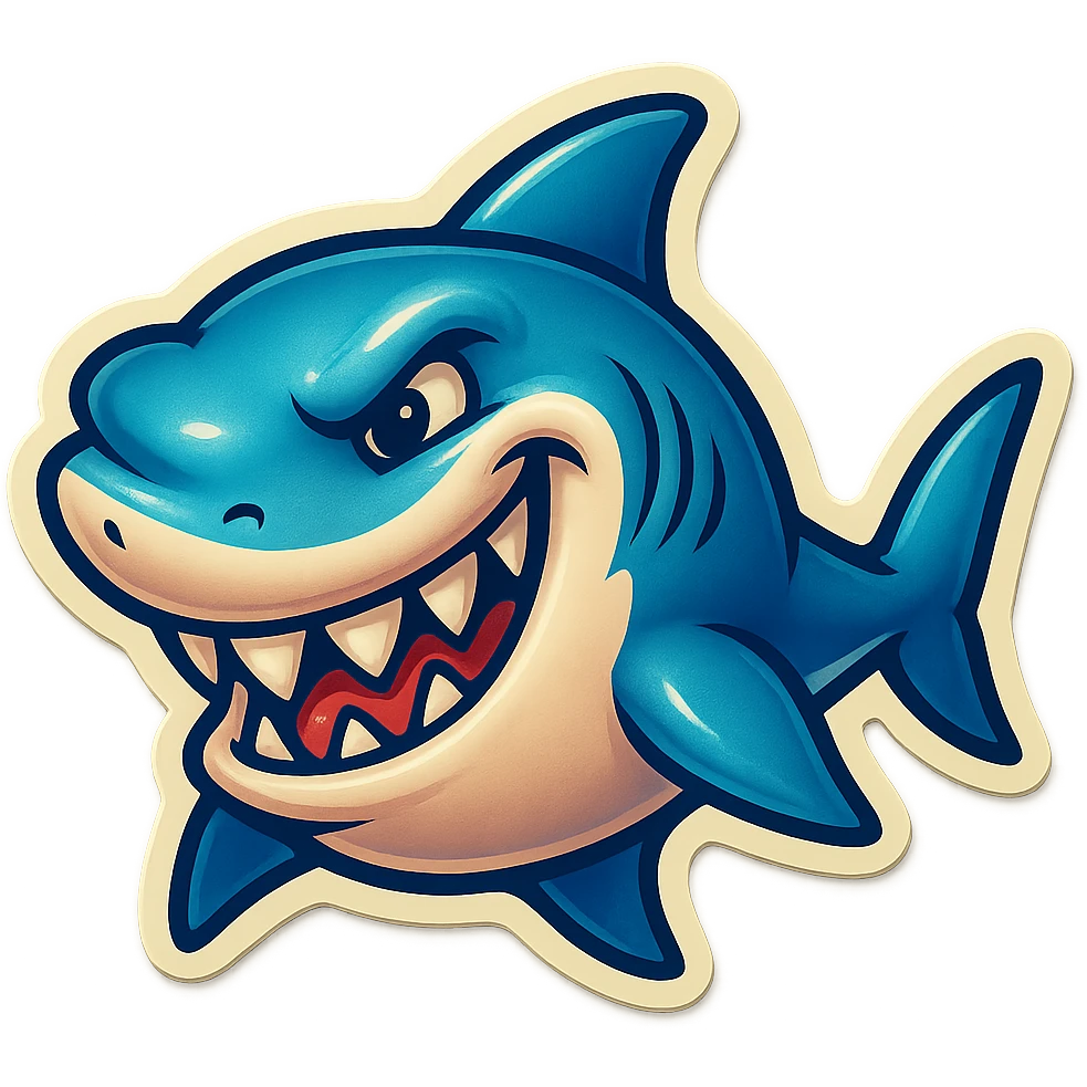 A SHARK WITH A GRIN emoji