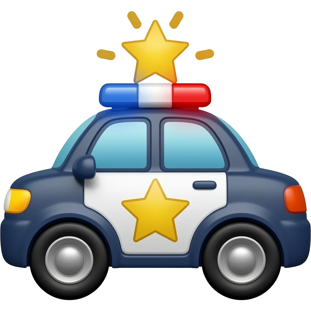 Badge, police car, and flashing lights emoji