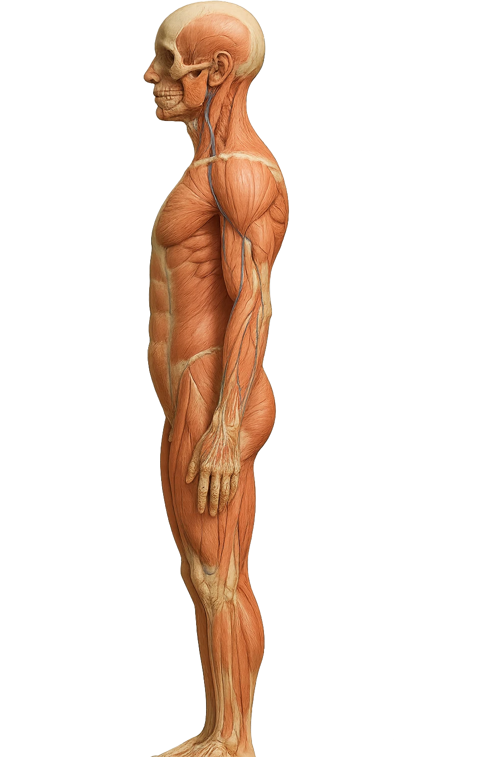 corpo umano anatomico di profilo realistico con schiena piatta, iperrealistico 4k emoji