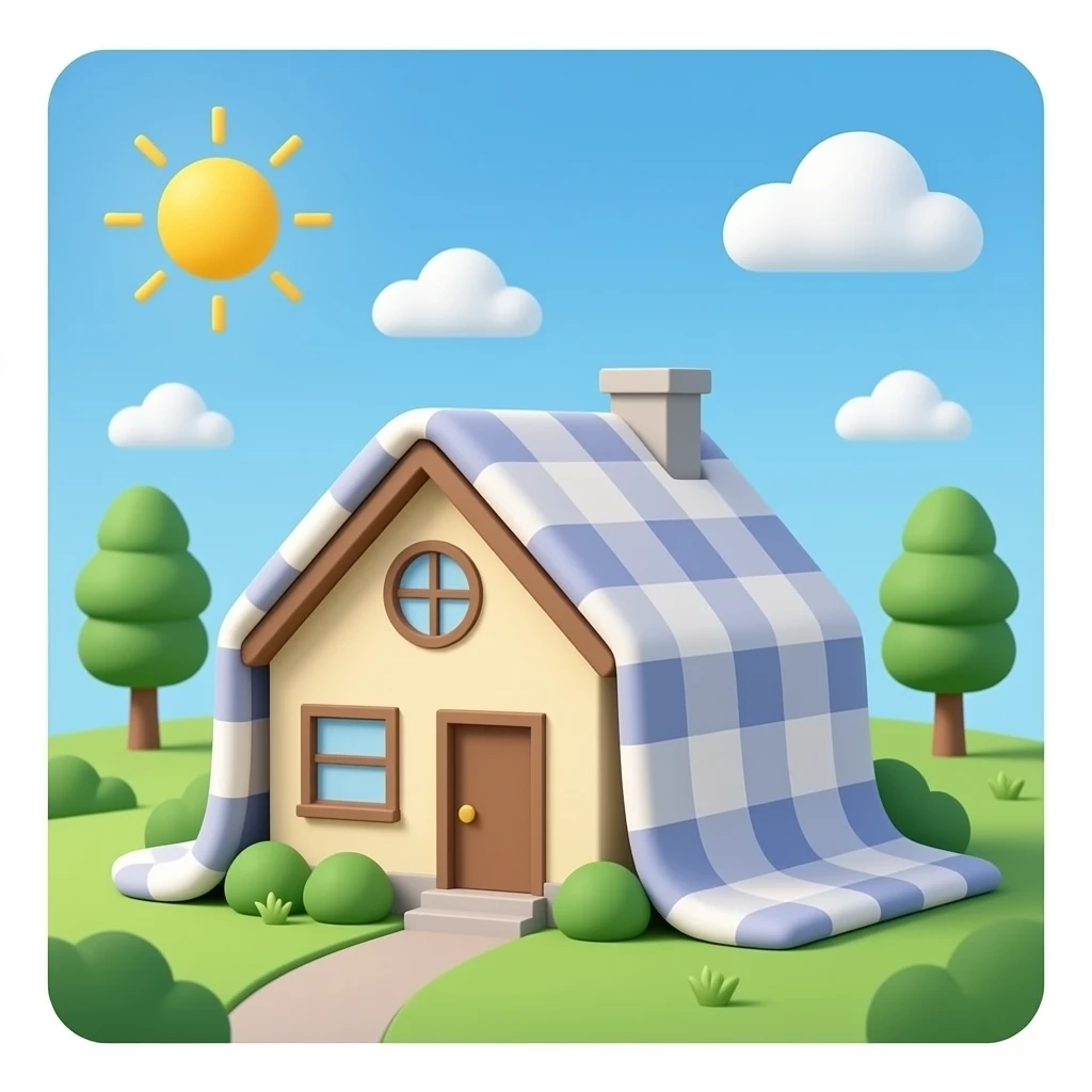 house wrapped in blanket emoji