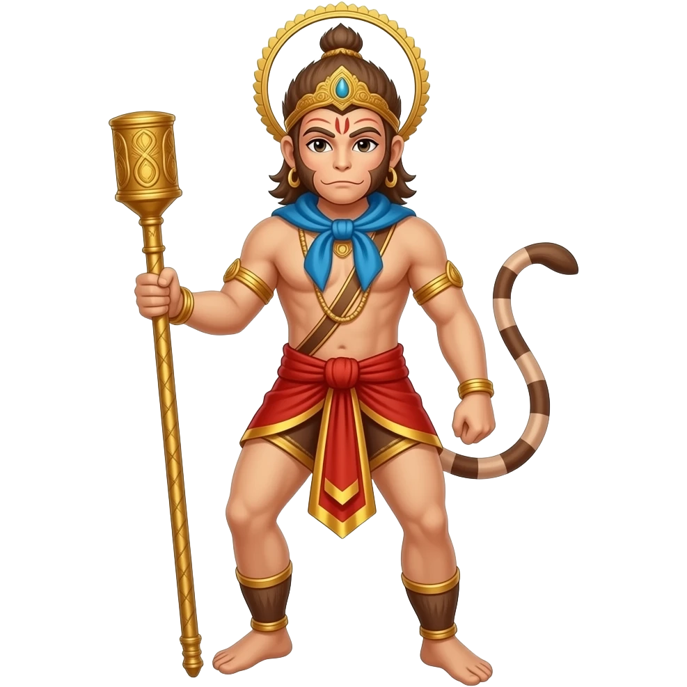 Hanuman full body with gada normal skin colour emoji