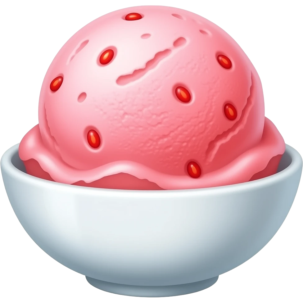 ice cream pink strwaberry aethtetic in a boal with emoji