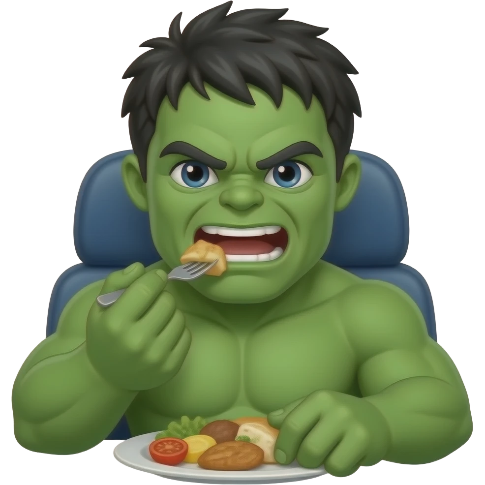 hulk eating food on train emoji