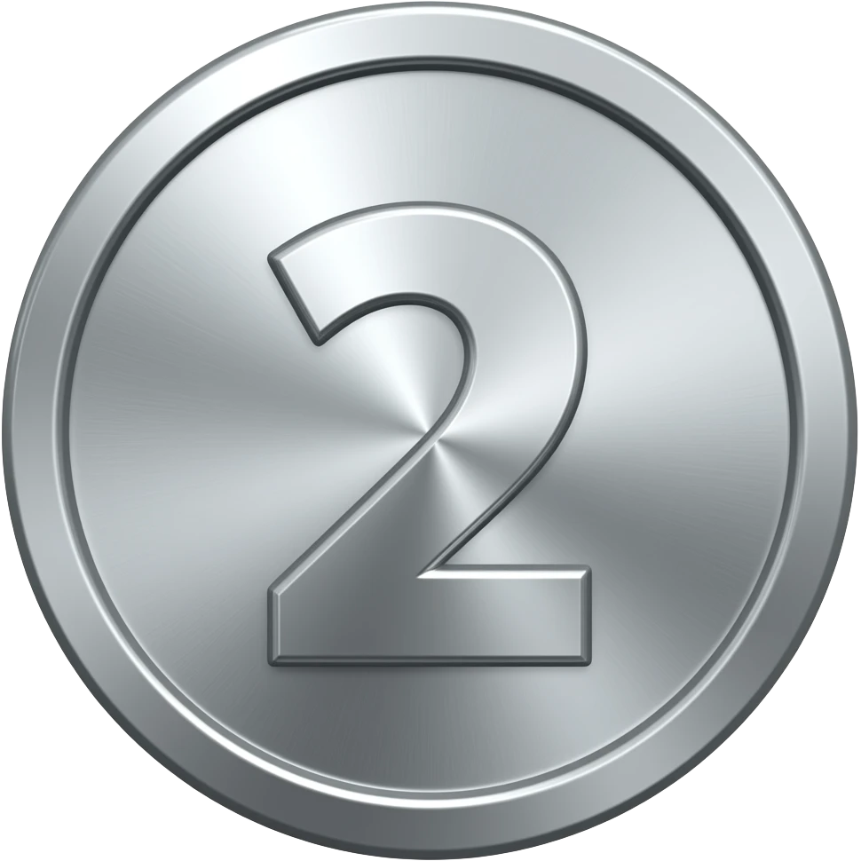 silver medal with the number 2 emoji