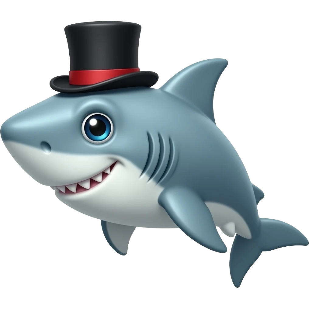Shark with a top hat emoji