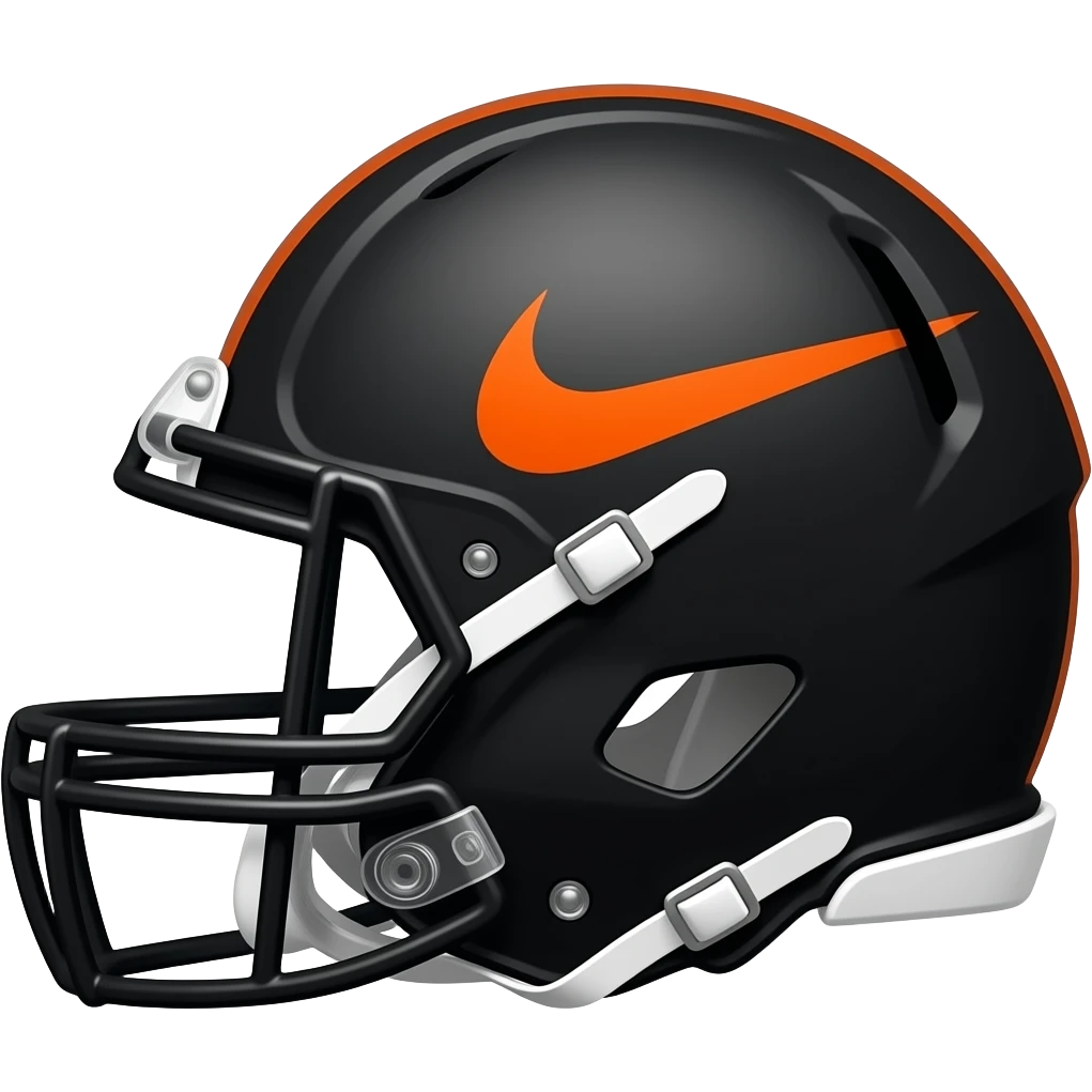 Nike football helmet black with dark orange logo facing the other side of helmet emoji
