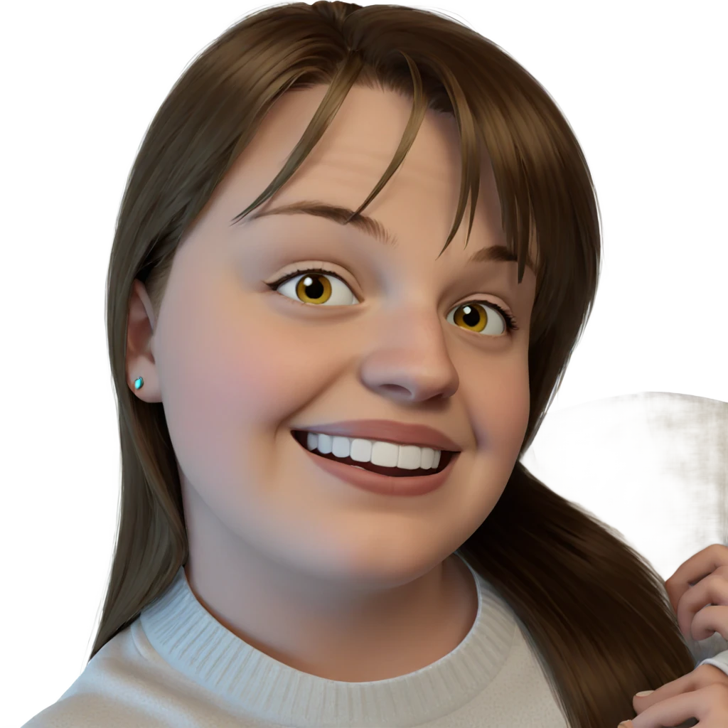 smiling girl in white sweater emoji