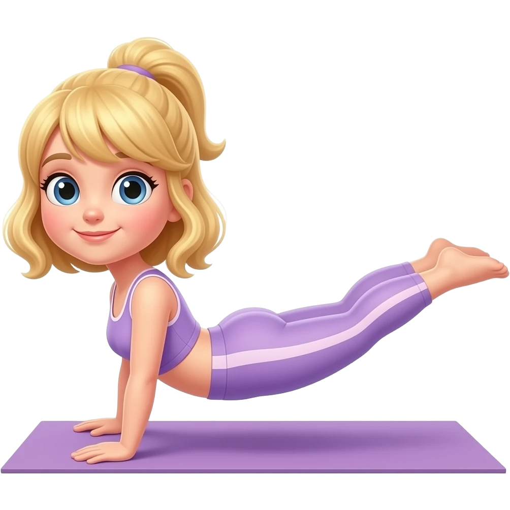 Cute blonde hair girl doing Pilates emoji