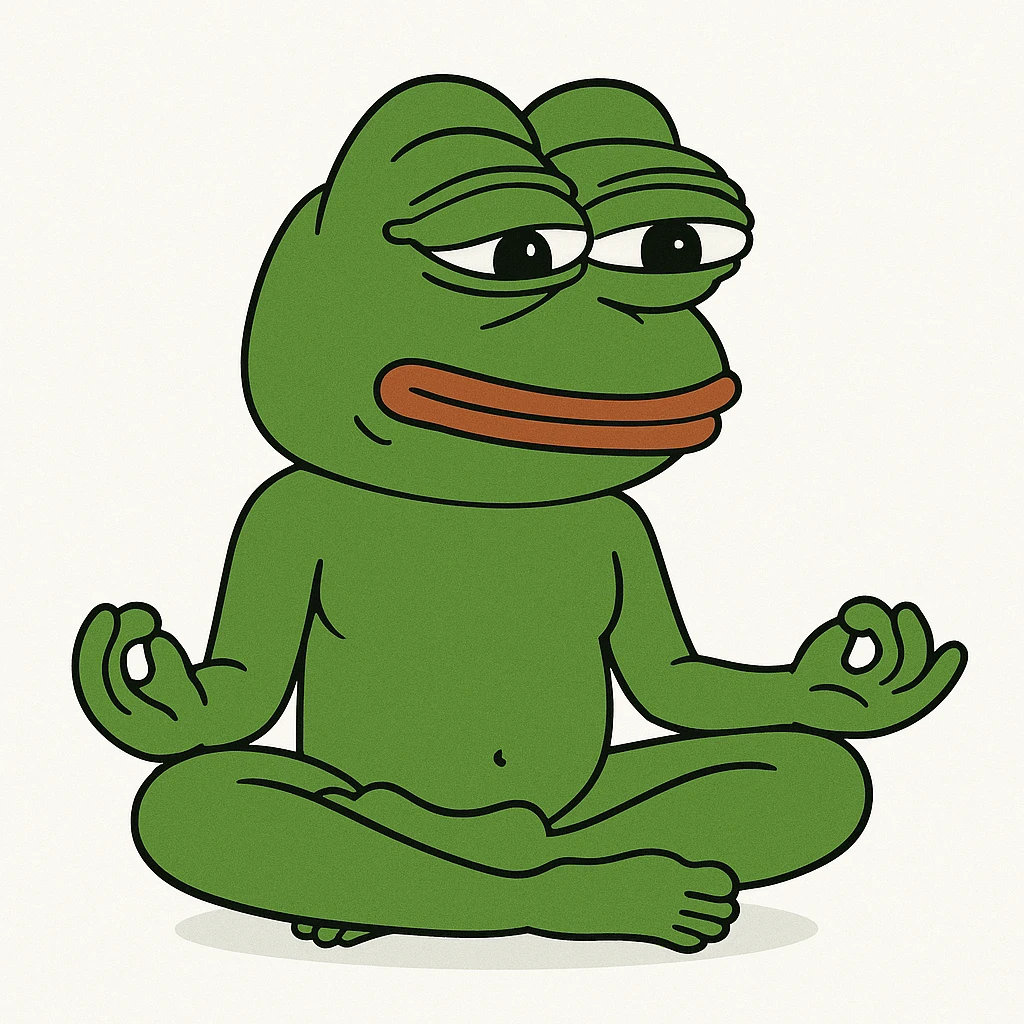 create a pepe doing yoga, white background emoji