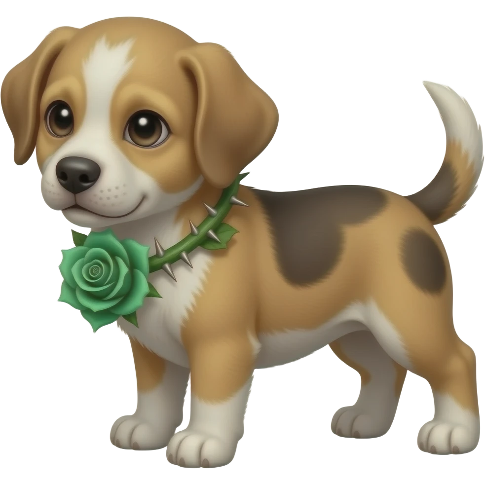 Puppies with emerald green roses and thorns emoji