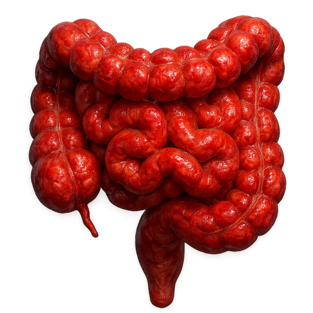 intestino umano anatomico realistico infiammato iperrealistico 4k emoji