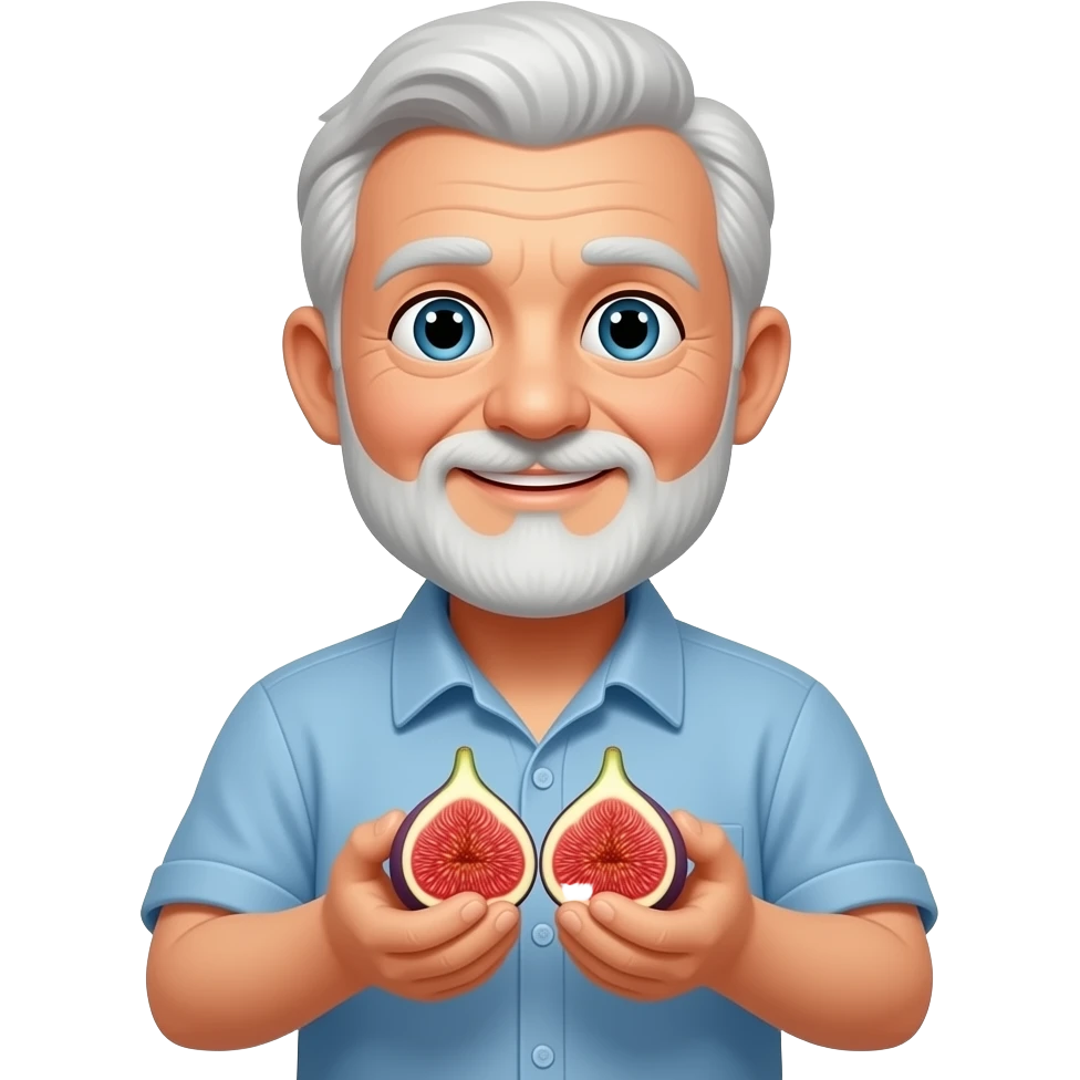 no beard, no mustache 72-year-old man and figs emoji