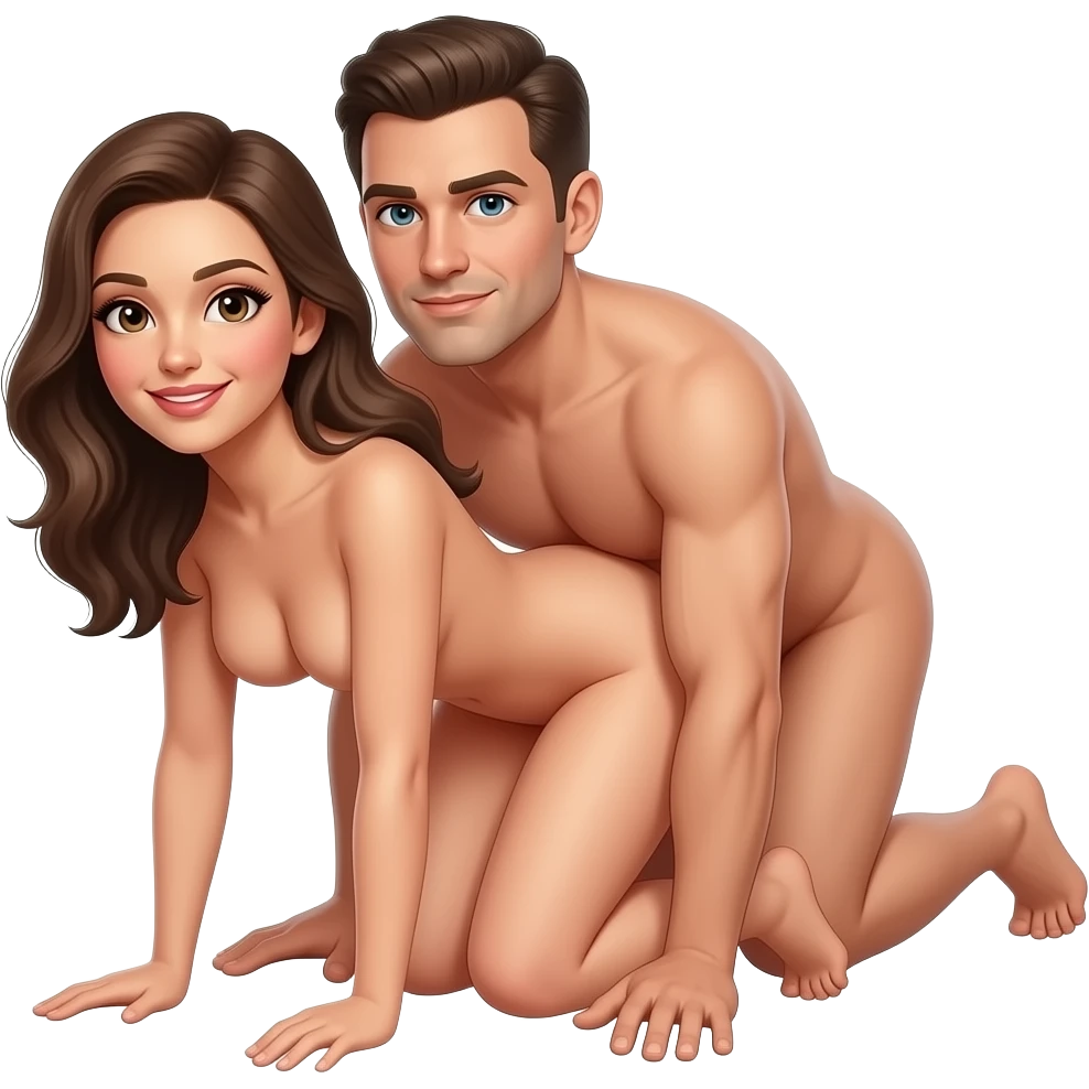 Woman on all fours with man behind her both naked emoji