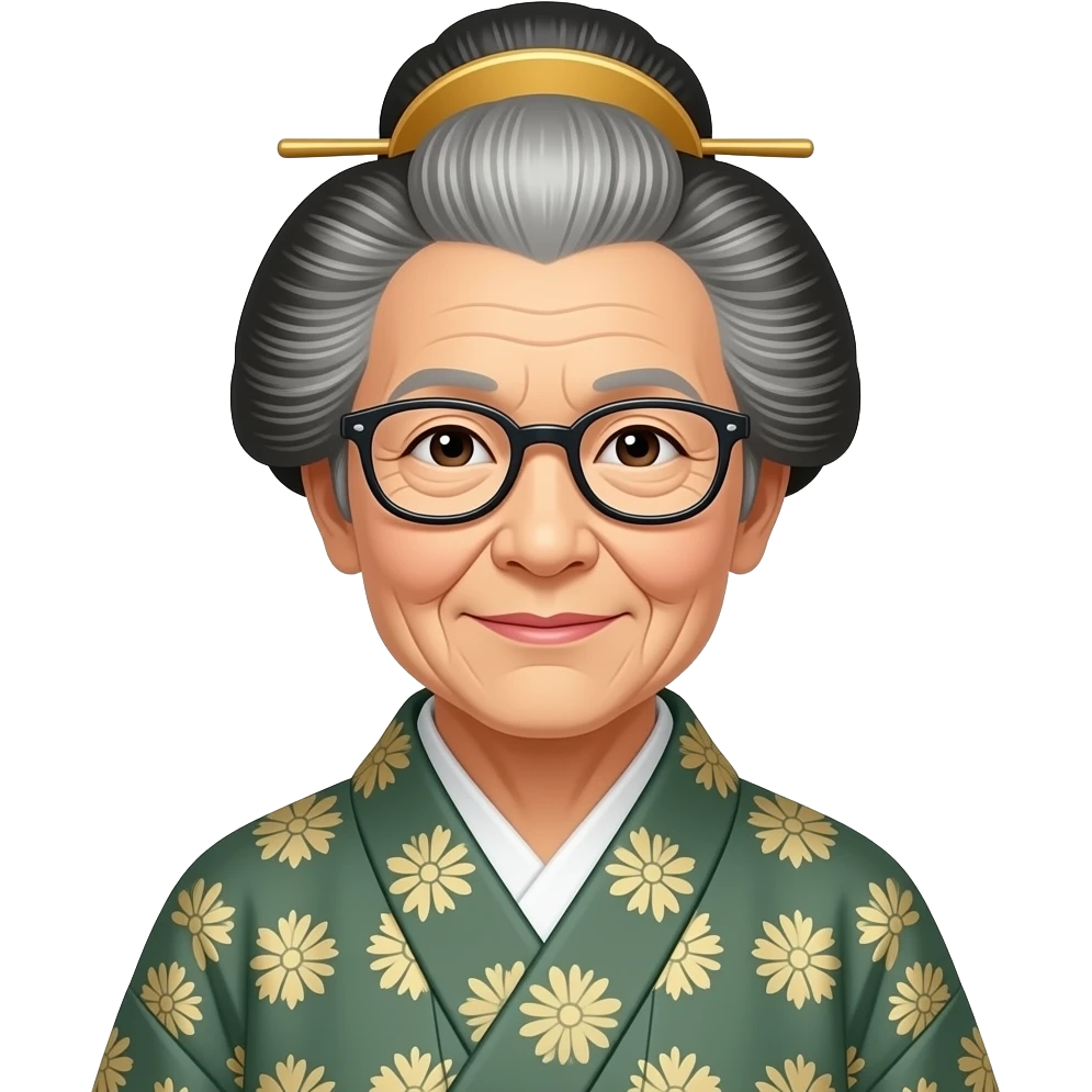 feudal Japan woman wearing glasses old women emoji