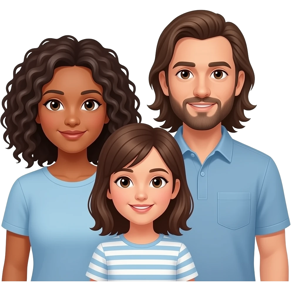 Mama locken, Papa Glatze & Mittelkurse Bart  erwachsene Sohn langen Haaren  und Tochter Haaren bis zum Schultern emoji