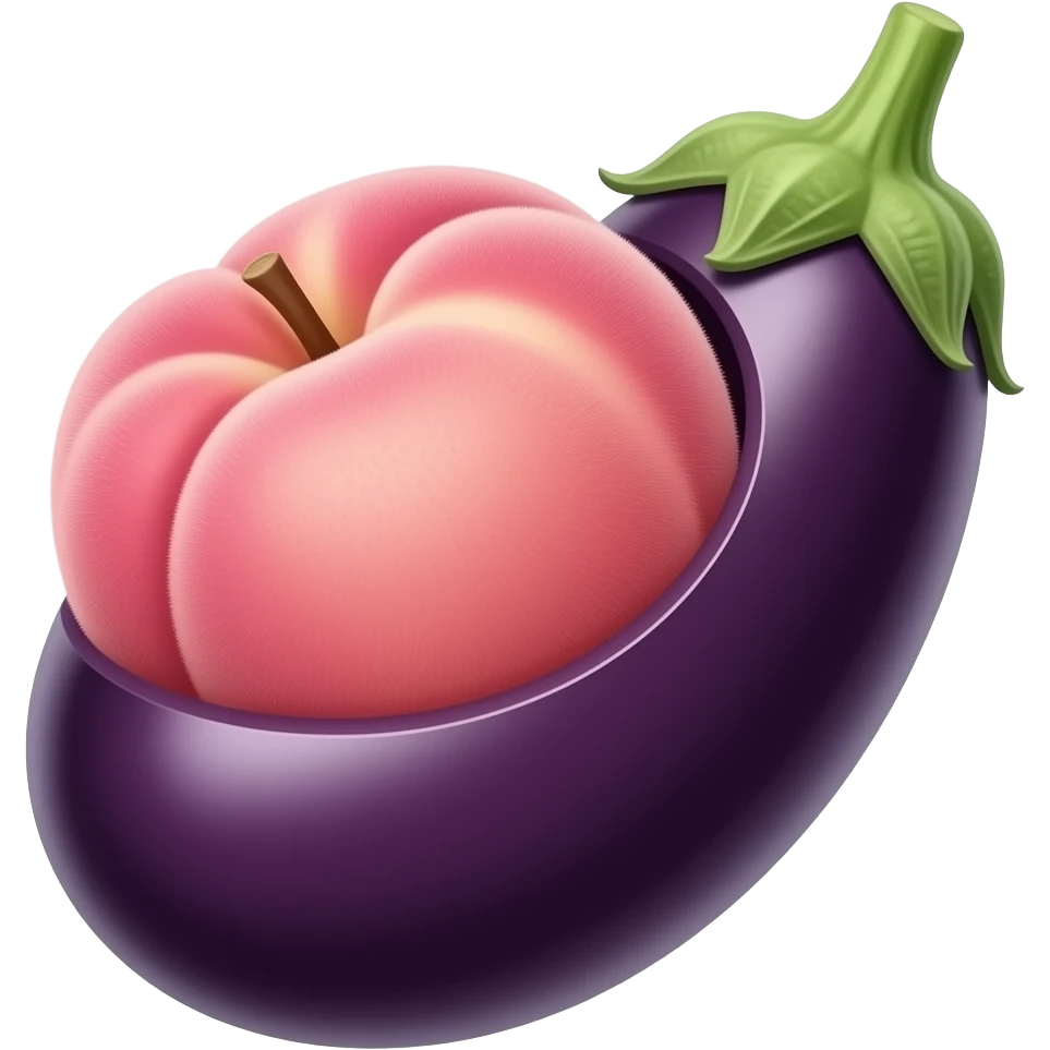 Una Berenjena entrando a un durazno emoji