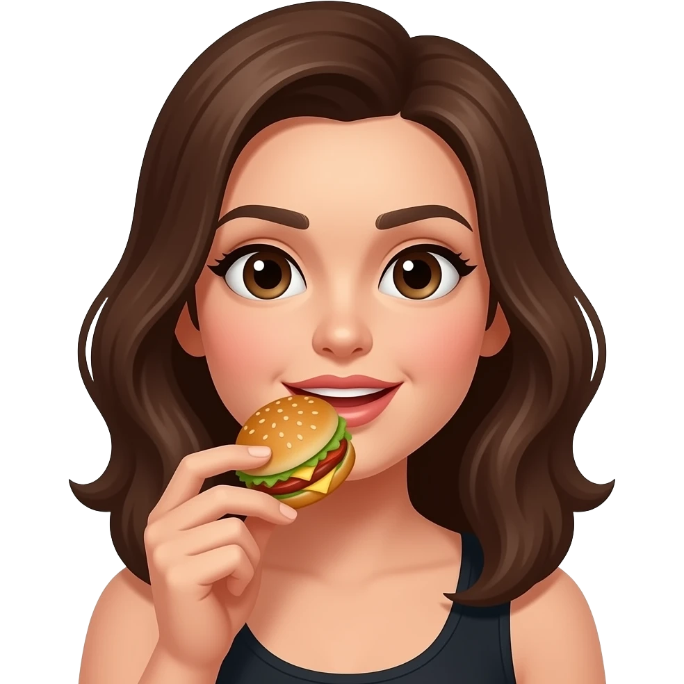 Mujer comiendo comida chatarra. emoji