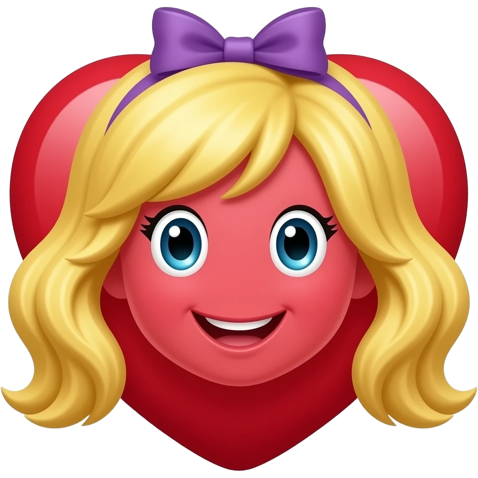 a red heart with blonde hair and a purple bow emoji