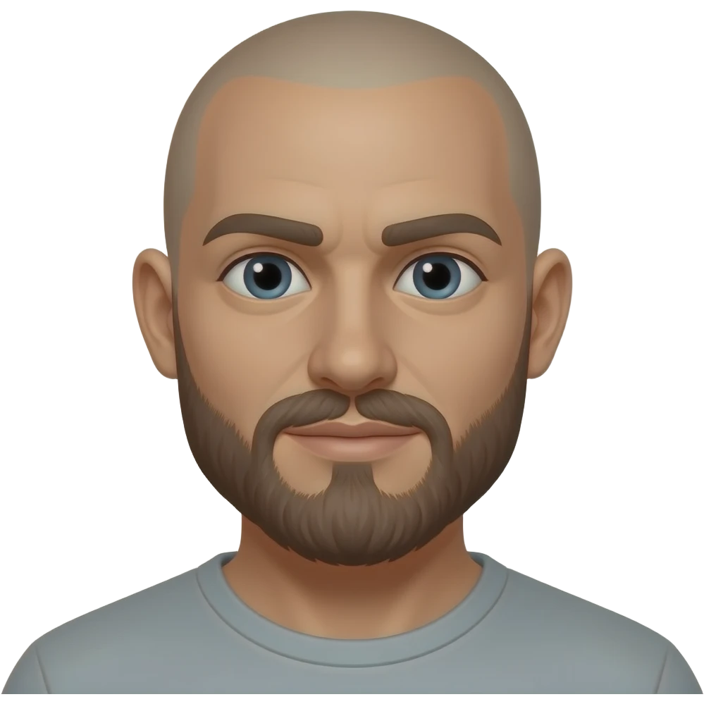 Hairless brown man with beard emoji