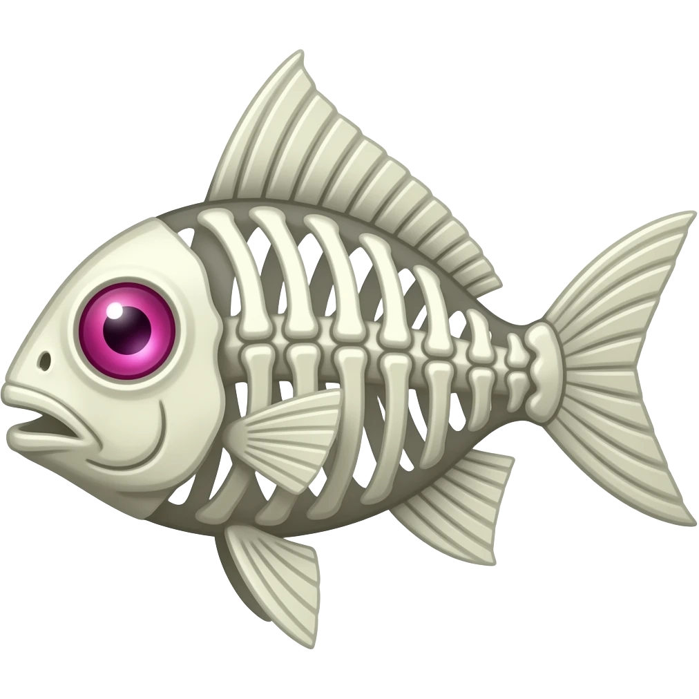 punk fish, skeleton, pink diamond eye emoji