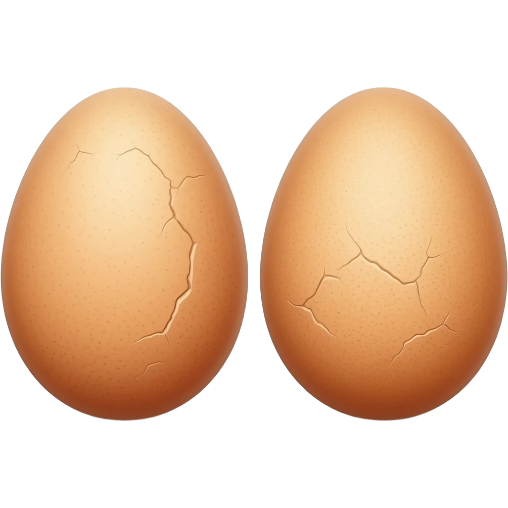 sligtly crack two boiled eggs with dent emoji
