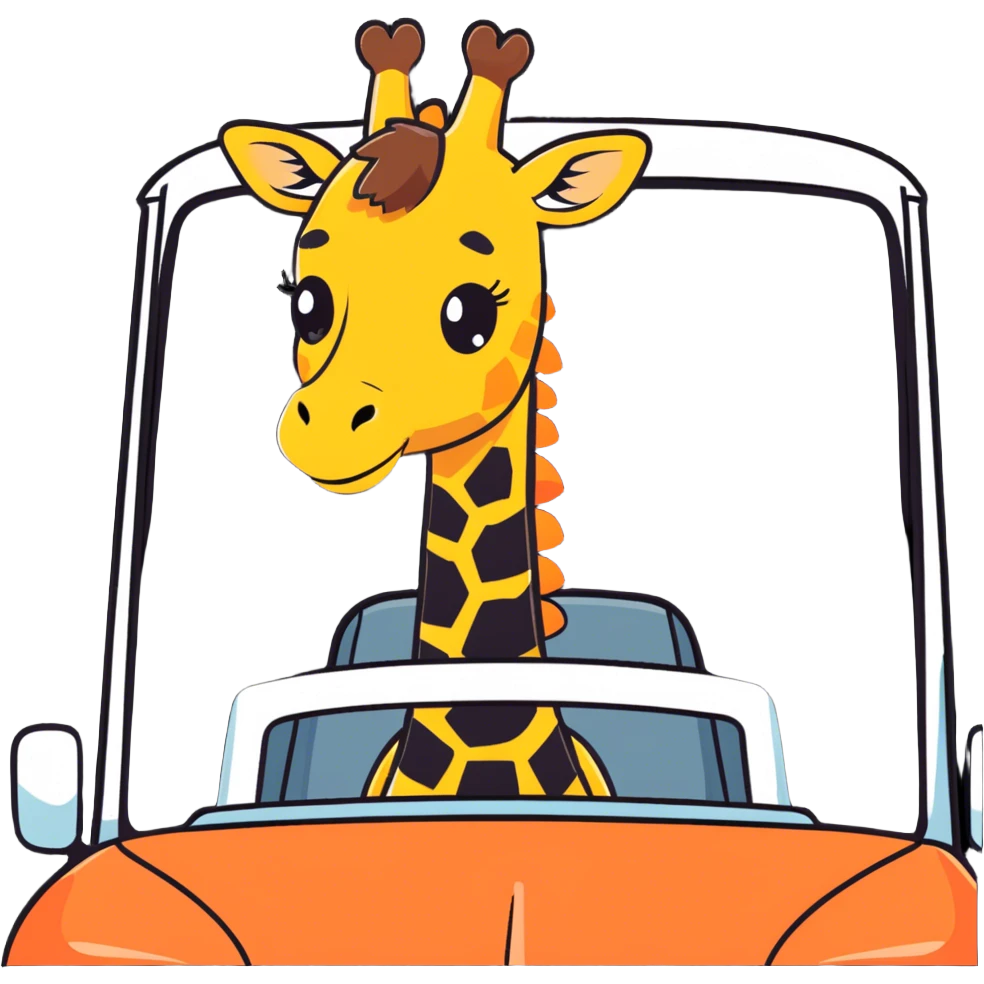Giraffe driving a car emoji