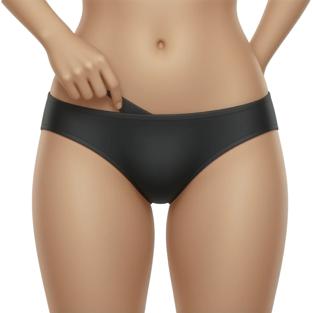 Female legs wearing a sexy black panty with her hand down the front inside of her panty emoji