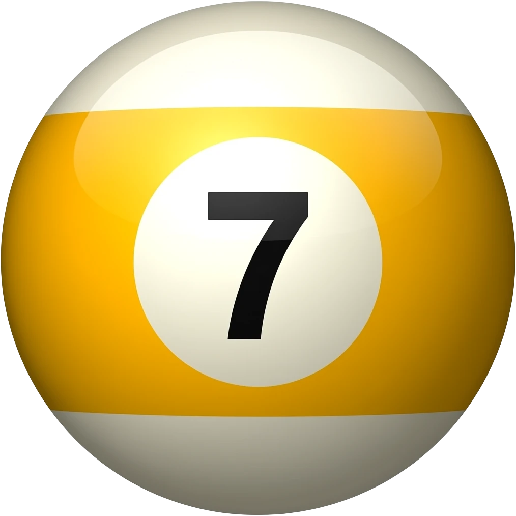 yellow ball, white center, number 7 in the middle emoji