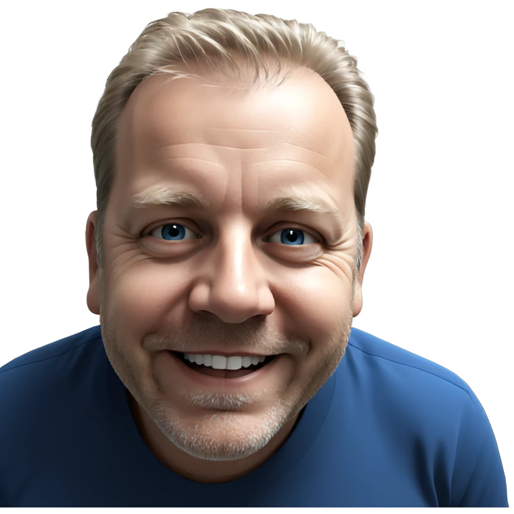 smiling old man in blue shirt emoji
