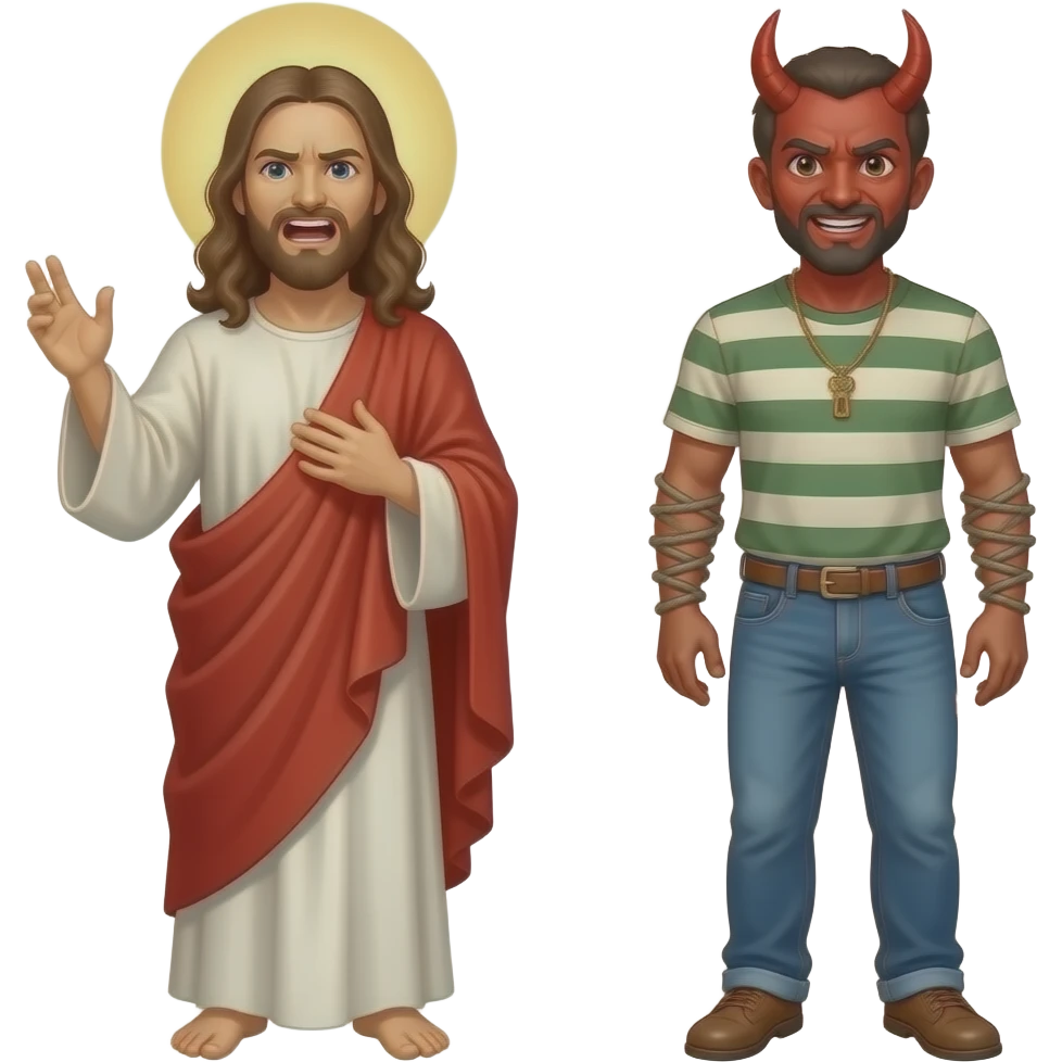 Jesus yelling at a demon to leave a man that is  demonically possessed emoji