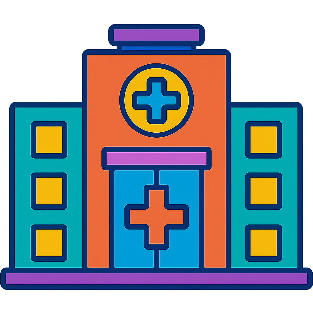 hospital icon, colorful and playful, vibrant toon style emoji
