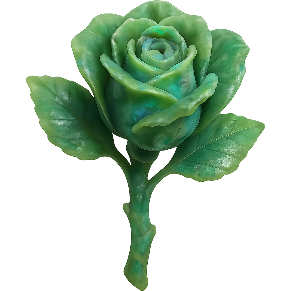 green Opal crystal rose flower, remove background emoji