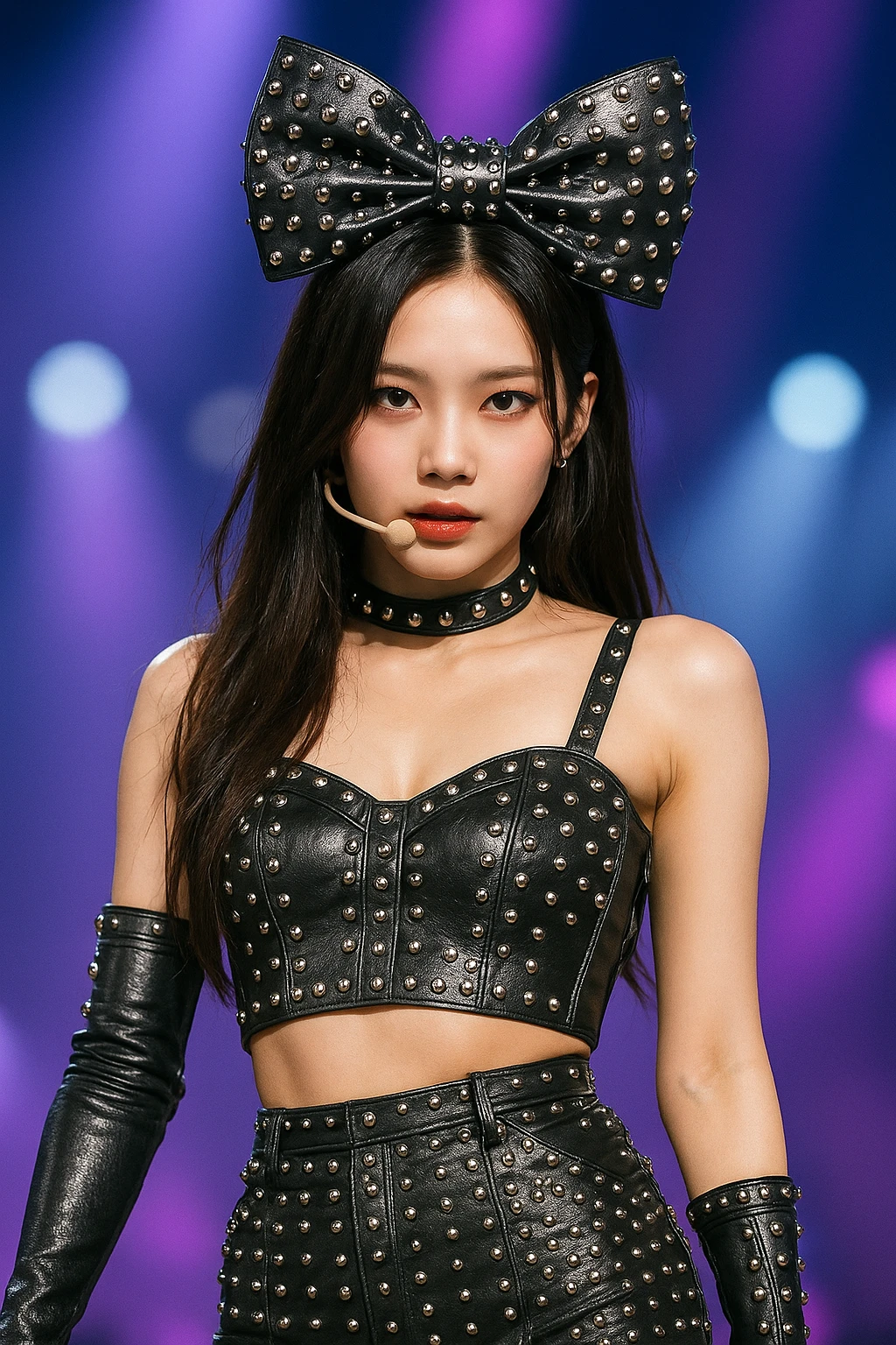 kpop stage bow with metallic studs, edgy and stylish emoji