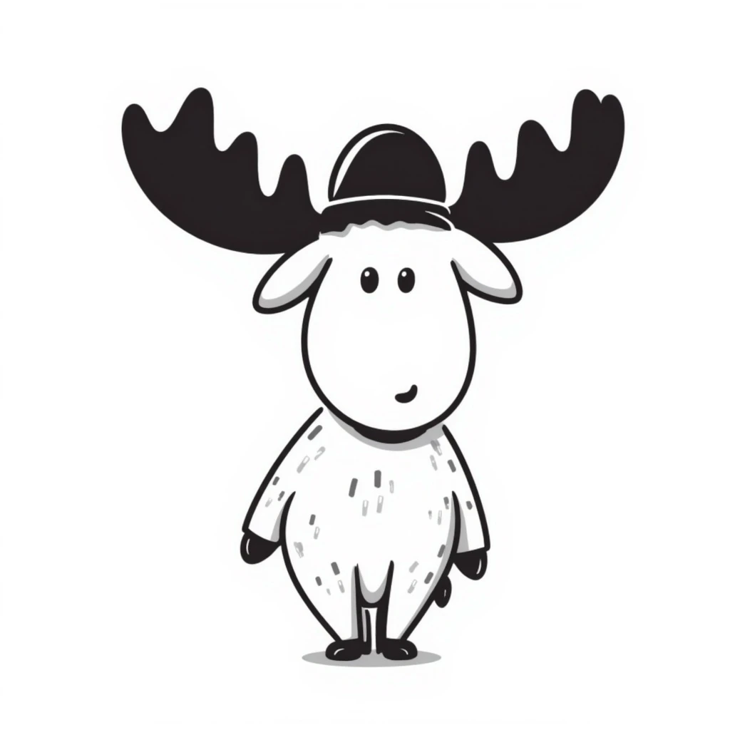 Hand drawn doodle style moose emoji
