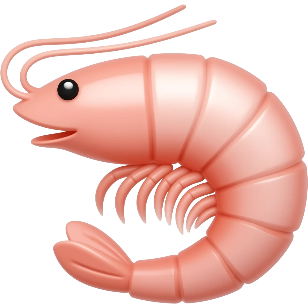 2D render iPhone emoji png of a pink shrimp emoji