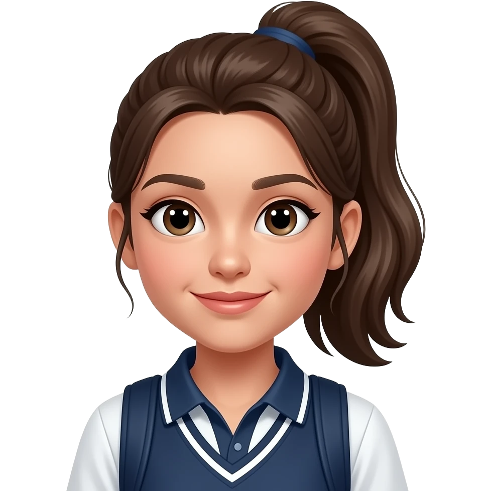 A high school girl with her hair tied up in a high ponytail. emoji