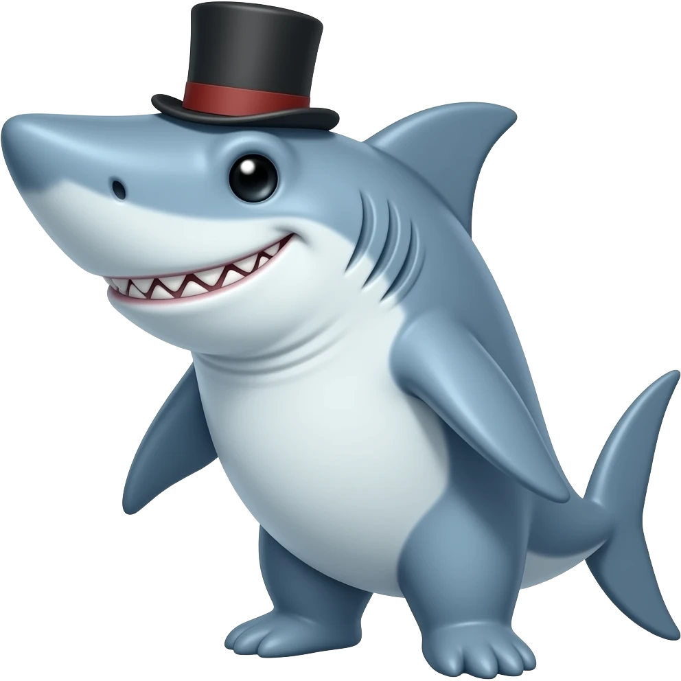 Shark with a top hat emoji