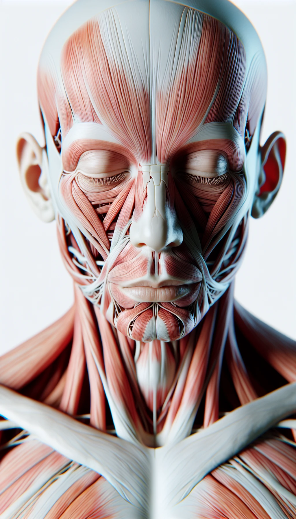 corpo umano anatomico a corpo intero con occhi chiusi sereno e in perfetta salute , isolato su sfondo bianco, iperrealistico 4k emoji