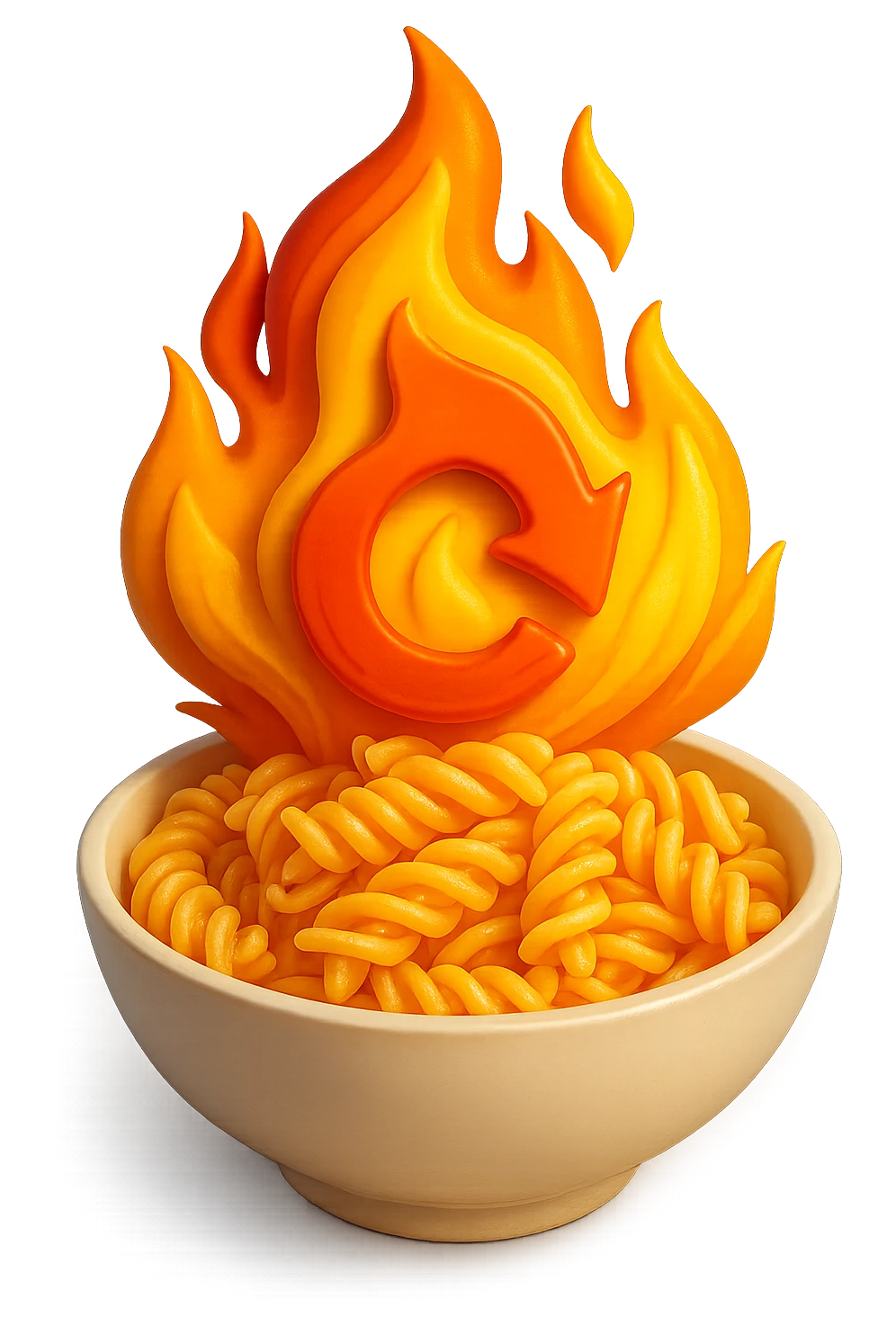 fiamma di metabolismo con bowl di pasta 3d emoji