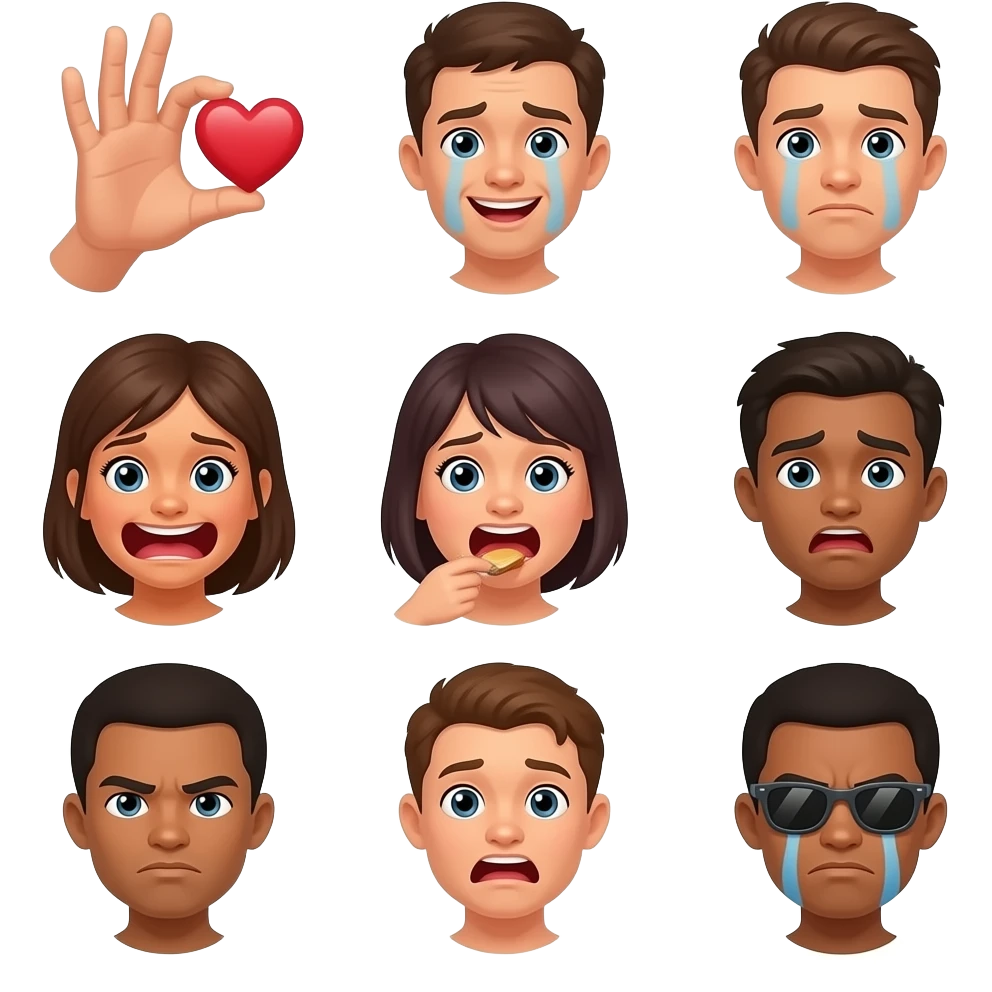 🥹🫶☺️🤣🥴🫩🤮😍😋🤔😱😤😎😭 emoji
