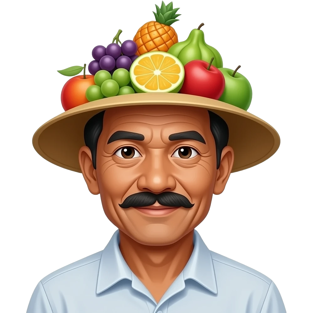 cambodian uncle wearing Fruit Hat emoji