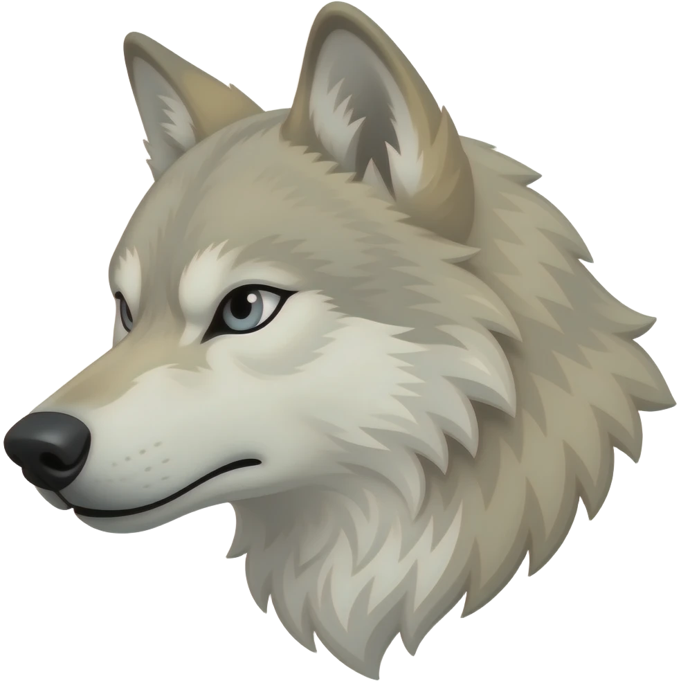 angry face alpha light ash blonde wolf head little bit anime eyes realistic Turn sideways light gray eyes dead stare emoji