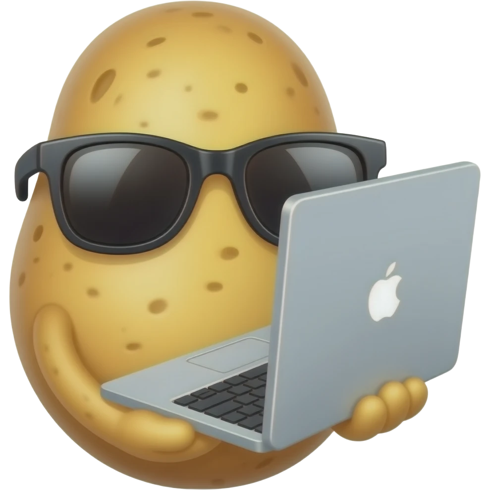 potato wearing sunglasses and laptop emoji