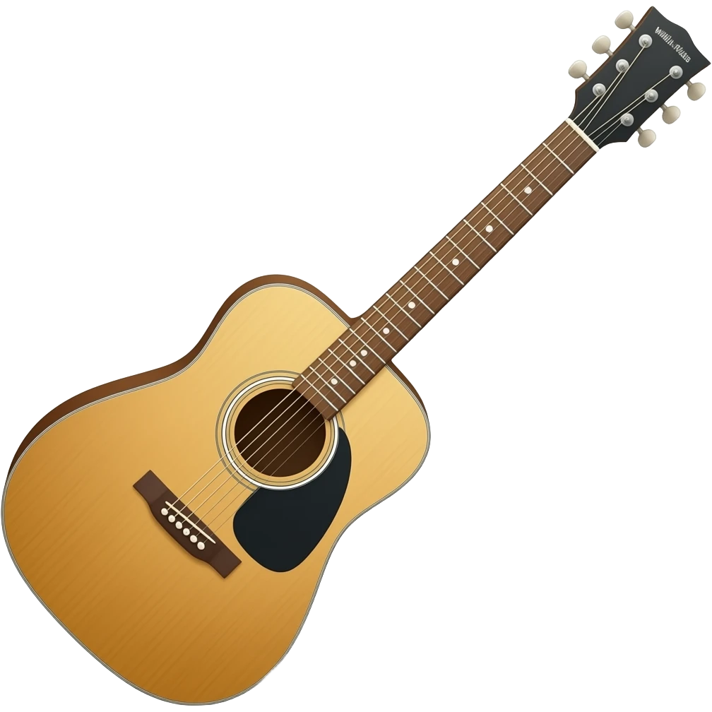 guitar emoji, thick black outline, simple cartoon, sticker emoji