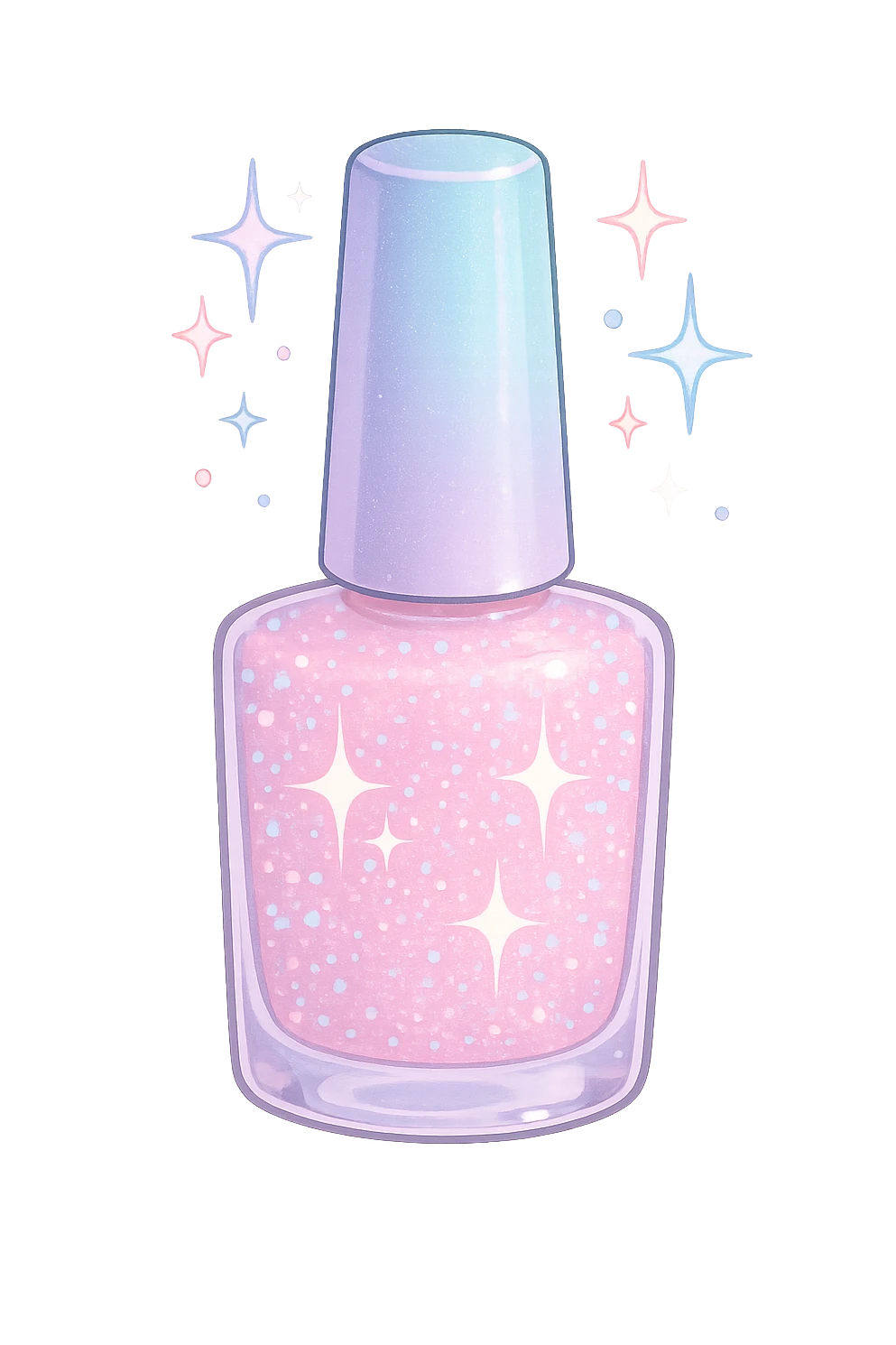 sparkling girly nail polish, stylish and pastel emoji
