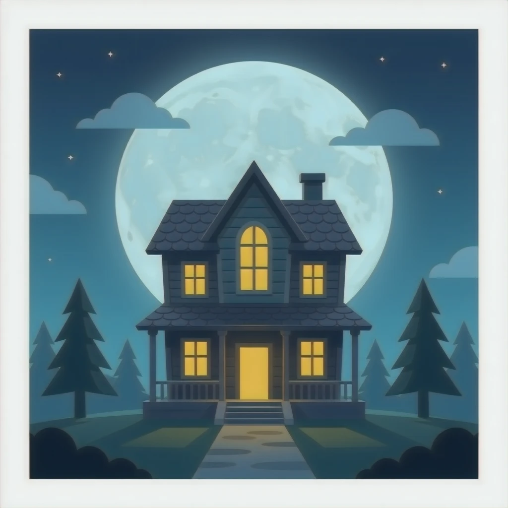 Simple scary haunted house, no backgrounds emoji