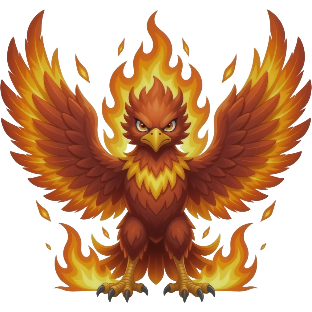 3) angry phoenix glowing eyes intense flames emoji