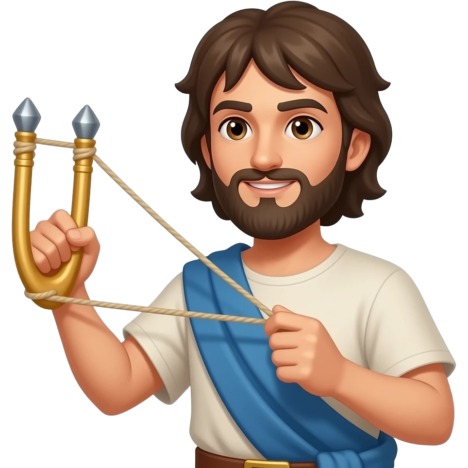 bible character David holding a sling weapon emoji