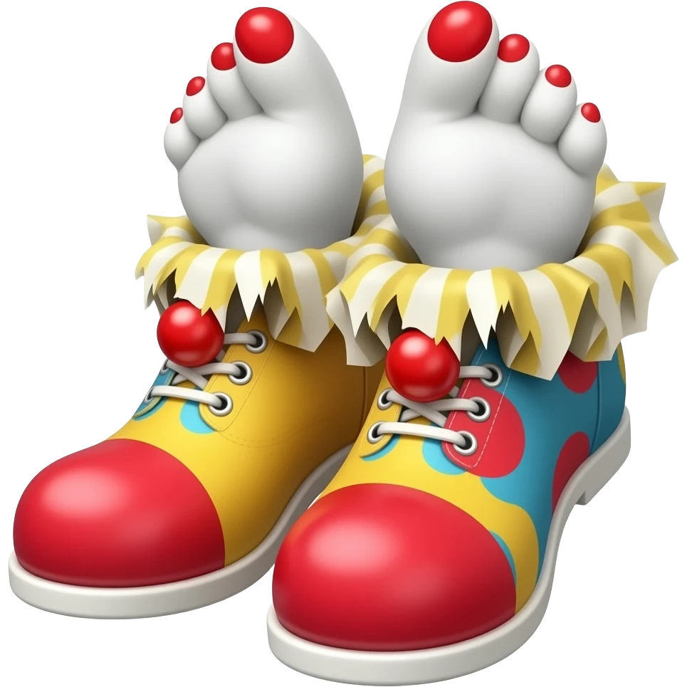 White toes with red toenails ripping of clown shoes emoji
